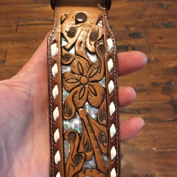 Tony Lama ladies leather name stamped western belt main image 10